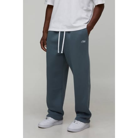 Oversized joggers voor mannen met scriptprint en verlaagde kruis | Slate Blue | Size XL