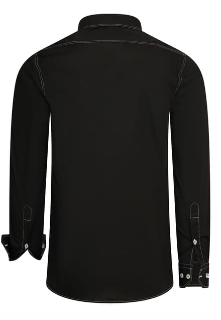 Slim fit overhemd met lange mouwen en contrasterende stiksels