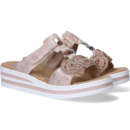 Rieker -Dames - roze-goud metallic - slippers & muiltjes - maat 38