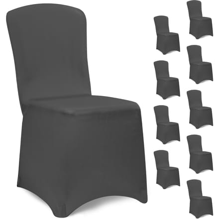 DETEX Set 10 Stoelhoezen - Eetkamerstoelen Universeel Stretch - Antraciet