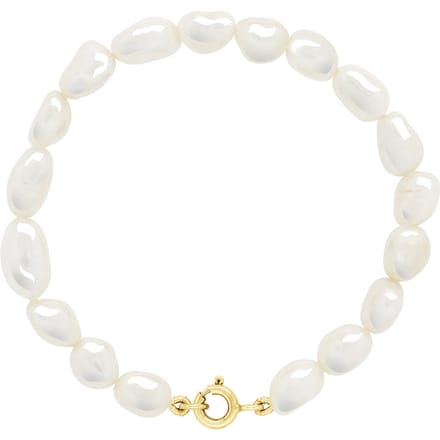 Armband Goud - Rij van Echte Zoetwaterparels Barok 6-7 mm