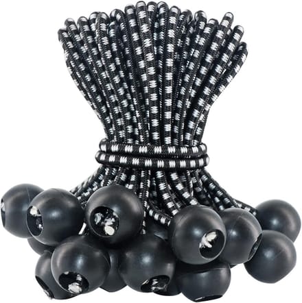 Elastisch touw - 50 stuks - met balletje - 15 cm - zwart