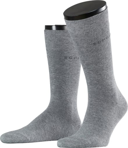 Esprit Basic Uni 2-Pack eenkleurig katoen multipack sokken heren grijs - maat 43-46