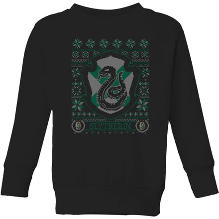 Harry Potter Slytherin Crest Kids' Christmas Sweatshirt - Black - 122/128 (7-8 jaar)