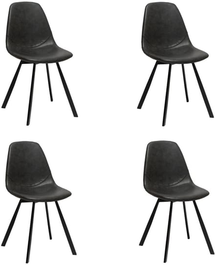 Bronx71® Industriële eetkamerstoel Logan antraciet eco-leer - Eetkamerstoelen set van 4 - stoel