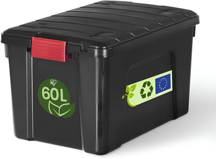 SP® Opbergbox - Opbergdozen - Grote Plastic Opbergdoos - Zwart - 59cm x 40cm x 36cm