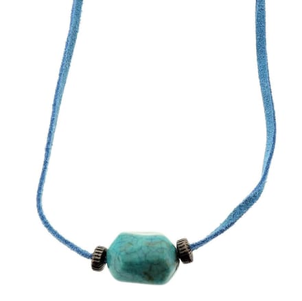 Behave - Damesketting suede turquoise steen - Minimalistisch - 39 cm