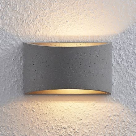 Lindby - wandlamp - 1licht - beton - H: 12 cm - G9 - grijs