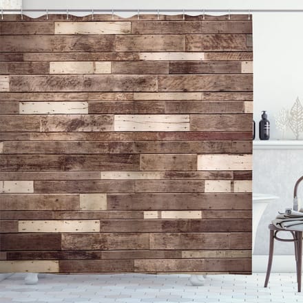 ABAKUHAUS – Houten Douchegordijn Bruin 175x180 cm – Polyester