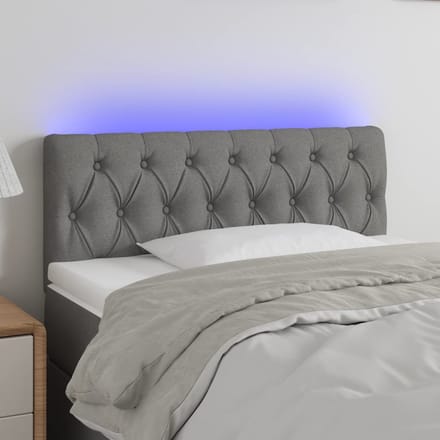 vidaXL - Hoofdbord - LED - 100x7x78/88 - cm - stof - donkergrijs