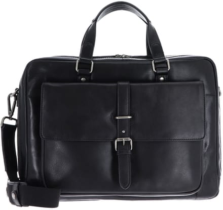 Leonhard Heyden Roma laptoptas 2-vaks met voorvak 13 inch - Zwart
