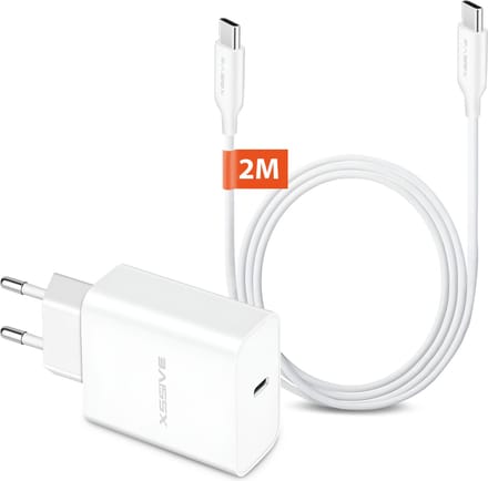 USB C Adapter 25W snellader met USB C naar USB C kabel - 2 Meter - Geschikt voor Samsung Galaxy Tab A7, A8, A9, S20, S24, S23, S22, S21 FE Ultra Plus