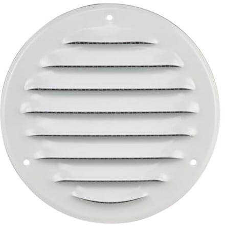 Rond Ventilatierooster 100mm - Plaatstaal Wit - Luchtafvoerrooster met Insectengaas