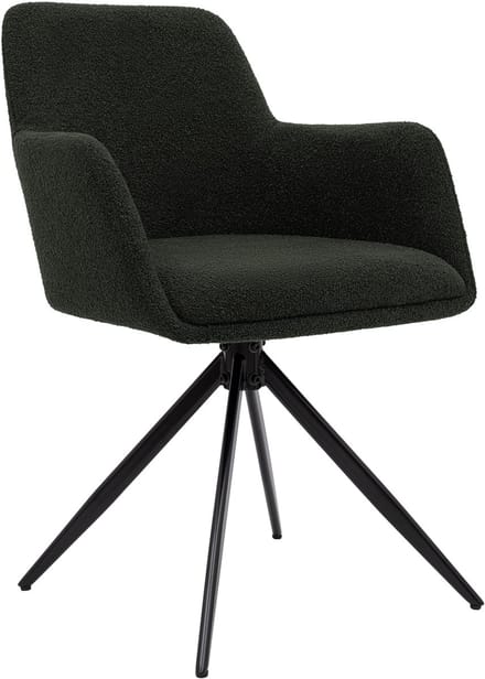 CLP Olema Eetkamerstoel - draaibaar - met armleuning - metalen frame - Teddy Stof/groen