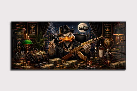 Dagobert Duck finger Money schilderij op plexiglas 120x50cm