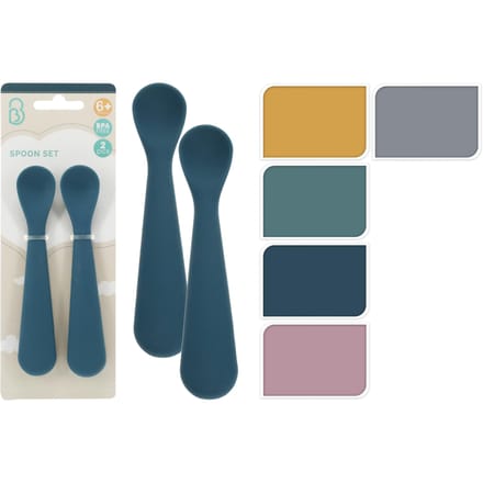 Lepel baby set 2sts siliconen 5 asst kleur