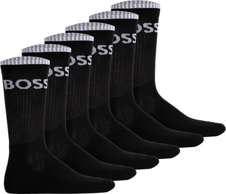 Hugo Boss heren BOSS 6P halfhoge sokken rib logo zwart