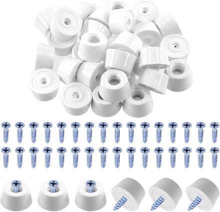 30 Stuks Witte Ronde Rubberen Meubelpads met Antislip en Schroeven