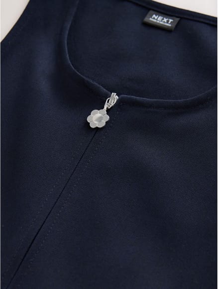 Next - Meisjes - Schooljurk met rits aan de voorkant, ruches in de taille - Blauw