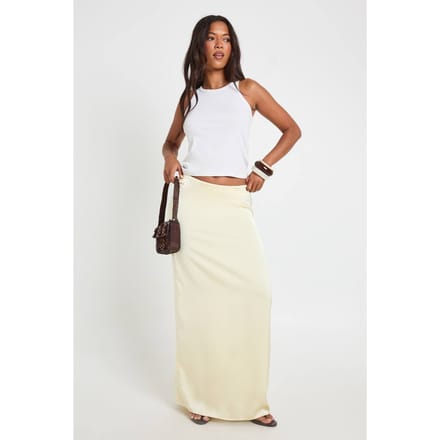 boohoo Dames Satijnen Zeemeermin Maxi Rok | Citroen | Maat: 38