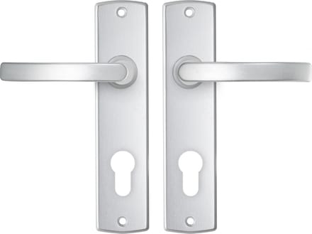 AXA Deurbeslag set Binnendeur - Curve Basic - Deurkruk Aluminium - Kruk L - Deurklink op schild - met cilindergat - PC72
