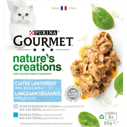 Gourmet Natures Creations - Mini Filets Zeevis en Tonijn - 8x85gr Natvoeding Katten