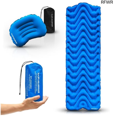 RFWR® Ultralichte campingmat met opblaasbaar kussen voor wildkamperen en backpacken