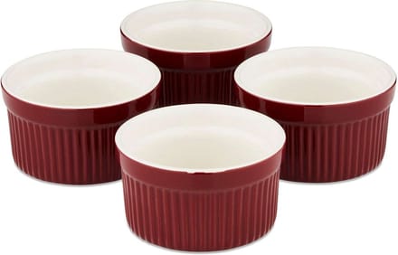 Ramekin, Ovenschaaltje, Set van 4 Stuks, ø 9 cm, Rood, Keramiek - Barbary & Oak | Foundry