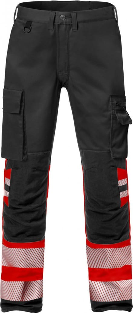 Fristads Hi Vis Broek Stretch Klasse 1 2705 Plu - Hi-Vis rood/zwart - D84