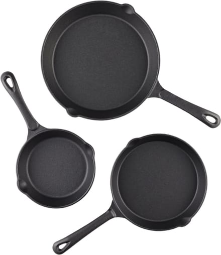 Kamado Essentials - Skillet Bundel - 3 Stuks - Small-Medium-Large - Gietijzeren pannen set