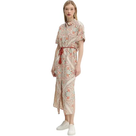 Superdry Linnen Maxi Overhemdjurk Crème Grootte: 36