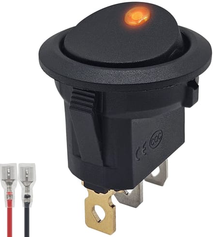 ProRide Wipschakelaar ON-OFF KCD2-12 - met Aansluitkabel - 3 pins - Rond - 12V/20A - LED indicator Oranje