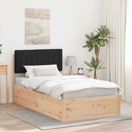 vidaXL - Bedframe - met - Gevoerde - Hoofdbord - Zwart - 100 - x - 200 - cm
