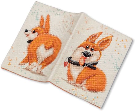Borduurpakket Paspoort Cover - Corgi - Panna - Op-7393