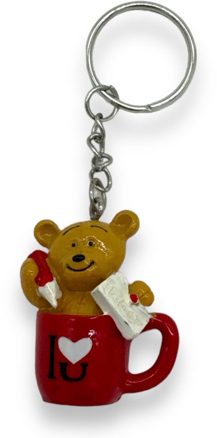 Liefdevolle Sleutelhanger – Berenknuffel in Mok | I  U | Perfect Cadeautje