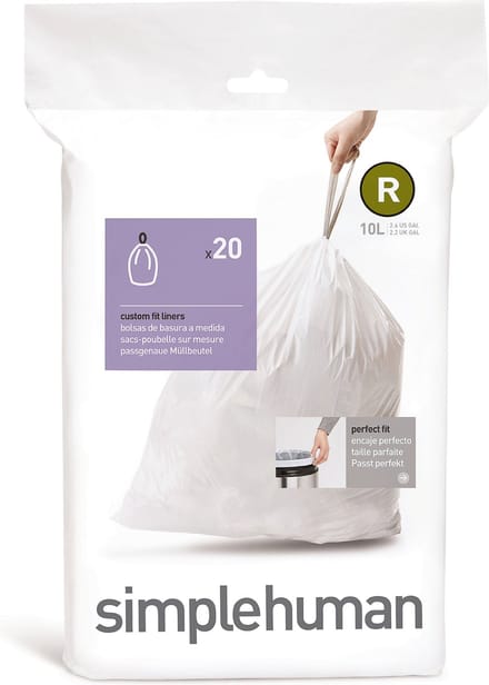 Simplehuman Code R op maat gemaakte vuilniszakken, verpakking van 20, wit