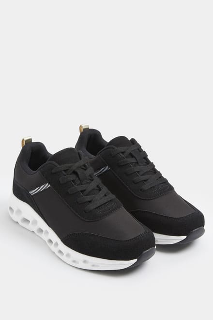Yours Zwarte Contrast Chunky Hardloopsneakers In Extra Brede Eeepasvormsize 39EEE