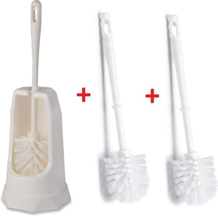 WillieJan Toiletborstel Garnituur met 2 Extra Reserveborstels - Wit - Kunststof