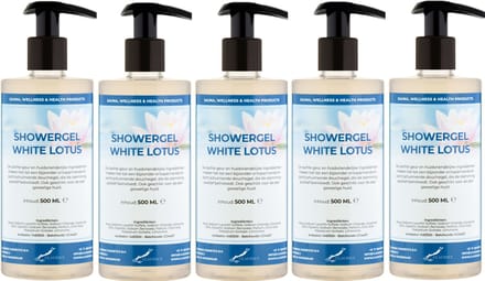Douchegel White Lotus 500 ml - set van 5 stuks - met gratis pomp - Showergel