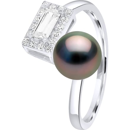Verstelbare ring Cubic Zirconia - Echte Teelt Tahiti Parels Rond 8-9 mm