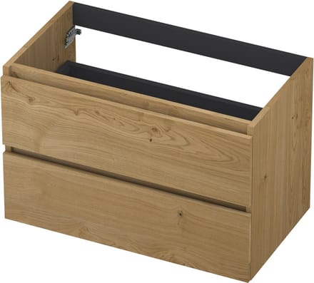 INK® wastafelonderkast 2 laden greeploos fineer eiken 80x52x45cm, natur