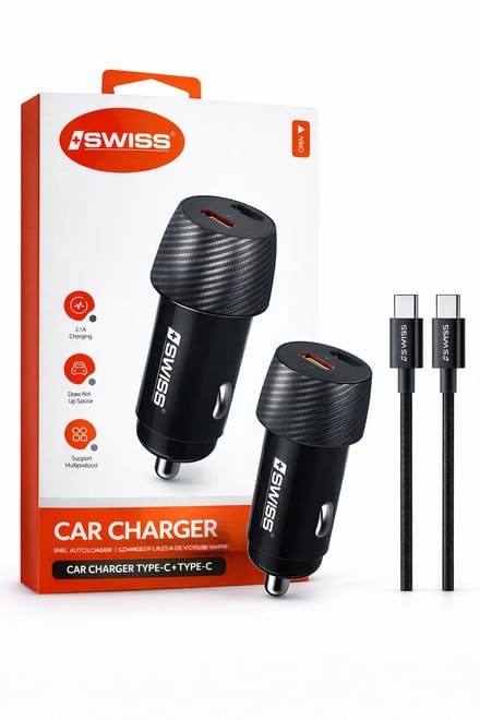 Auto oplader met usb-c kabel 1 meter