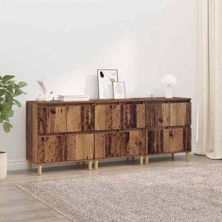 vidaXL - Dressoirs - 3 - st - Oud - Hout - 60 - x - 35 - x - 70 - cm - Bewerkt - hout