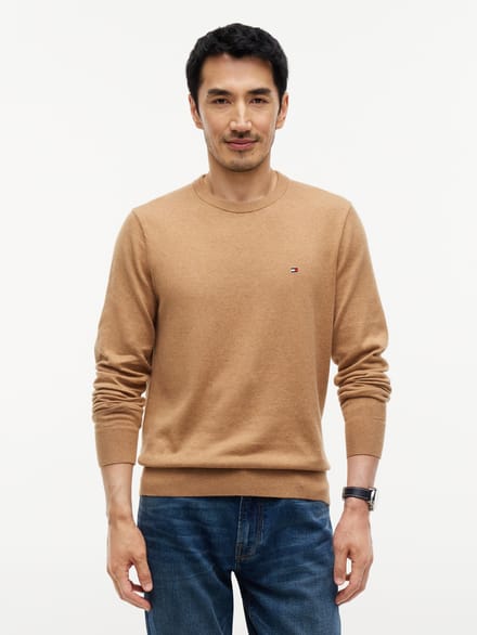 Tommy Hilfiger Tommy Hilfiger Pullover Pima Org Cotton/Cashmere Crew Neck Safari Canvas Heather  2XL