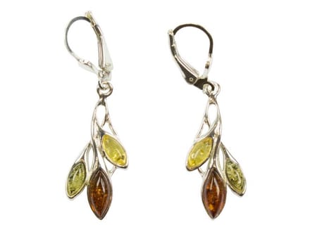 Zilveren oorbellen met sluiting Amber / Barnsteen 925 zilver