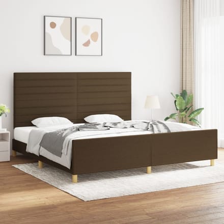 vidaXL - Bedframe - zonder - matras - stof - donkerbruin - 200x200 - cm