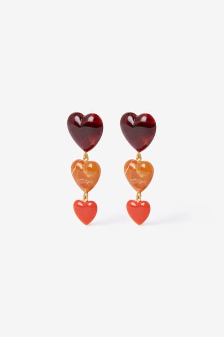 Sissy-Boy - Multicolour resin oorbellen met hartjes