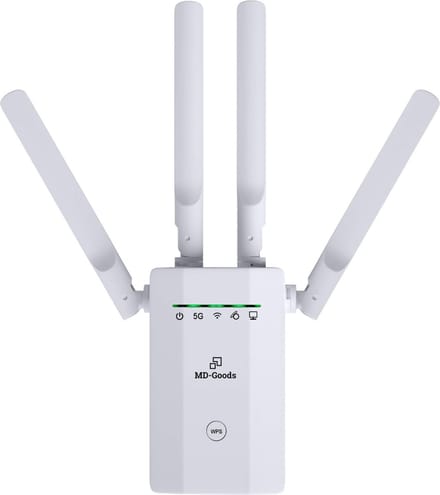 MD-goods ® WiFi Versterker Stopcontact - Gratis Internet Kabel - 1200Mbps - 2.4 & 5Ghz - Draadloos
