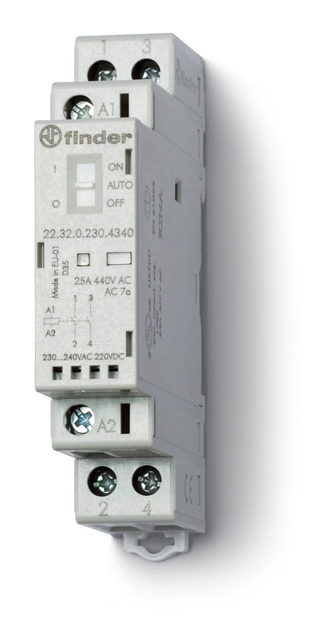 Finder 22.32.0.230.4340 Contactor 2x NO 230 V/DC, 230 V/AC 25 A 1 stuk(s)