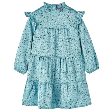 vidaXL - Kinderjurk - met - lange - mouwen - 128 - blauw